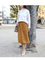 裏起毛ダブルポケットタイトスカート/ブラック