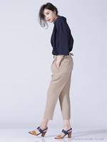 防シワベルト付2タックパンツ/ネイビー