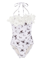 フラワースウィムウェアー/BLKxWHT