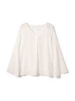 マットデシンスリットスリーブブラウス/ホワイト(030)