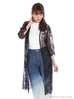 レースロングカーディガン/ブラック