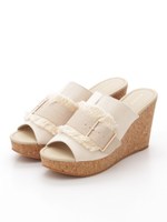 ワイドベルテッドコルクウェッジサンダル/BEIGE