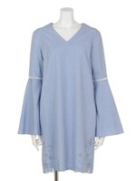 【Kalen】EMBROIDERED COTTON DRESS/SAXE BLUE