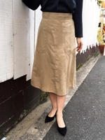 スエード2ポケットAラインスカート/L/ピンク