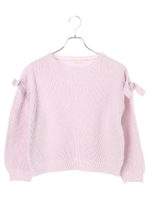 ショルダースリットリボンニットプルオーバー/ピンクベージュ