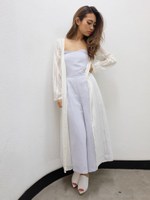 ラメシアーボーダーロングカーディガン/BLK