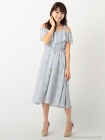 花柄ロングワンピース/ライトブルー