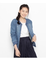 ノーカラーデニムジャージブルゾン/ブルー(692)