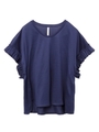 RUFFLE SLEEVE TOP/ネイビー