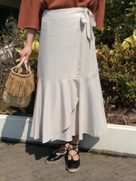 フレアヘムラップロングスカート/インクブルー