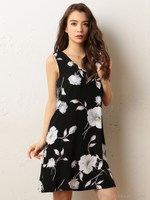 花柄プリントAラインワンピース/ピンク