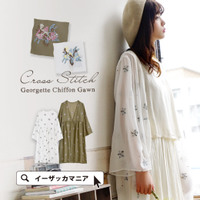 クロスステッチフラワー ジョーゼットシフォンガウン