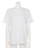 chick袖刺繍VネックT/S/WHT