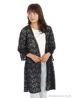 レースロングカーデ　3/クロ