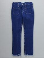 前ポケット付きセンターシームデニムスキニー/ブルー