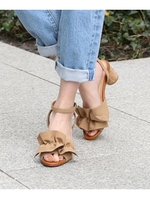 アッパーフリルストラップサンダル/ベージュ(052)