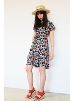 レトロフラワーワンピース/ブラック1(011)