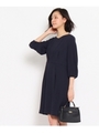 [L]〔洗える〕ダブルストレッチワンピース/ブルー系(094)
