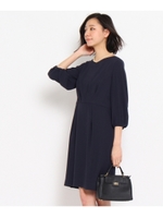 [L]〔洗える〕ダブルストレッチワンピース/ブルー系(094)