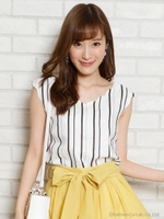 スカラリネンブラウス/ストライプ