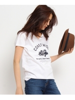 プリントコットンTシャツ/ホワイト(001)
