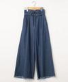 ベルト付きデニムワイドパンツ