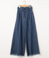 ベルト付きデニムワイドパンツ