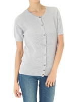 【AZUL by moussy】ラメハイゲージショート丈ニット半袖カーデ/BLK