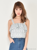 タイル柄TOPS/レッド