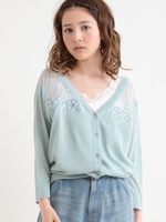 ドットチュールVカーディガン/ブラック