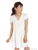 レースアップフレアOP/ホワイト