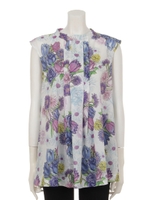 グラマラスフラワープリント ノースリーブチュニック/レッド