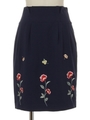 フラワーエンブロイダリータイトスカート/サックス