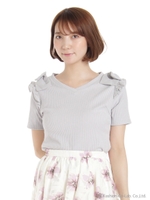 肩リボンカットプルオーバー/ライトグレー