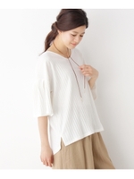 ◆Vネックテレコプルオーバー/ブルー系(094)