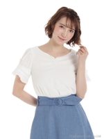 ハートネック袖リボンBL/オフ