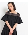 シャーリング刺繍オフショルブラウス/ライトブルー(091)