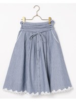 ストライプ膝下丈スカート/ブルー