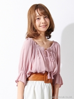 レーヨン楊柳キャンディー袖/TOPS/ラベンダー/ピンク