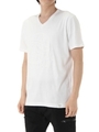 【AZUL by moussy】コードスカルVネック半袖T/WHT
