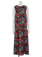 RETRO FLORAL PRINT DRESS/BEIGE