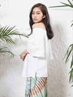 リネンピグメント 2Way オフショルダーブラウス/オフホワイト