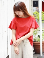 バックタックフレアーTシャツ/レッド