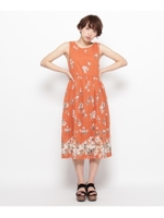 NOUGATINE 水彩画風花柄ワンピース/ブラック(719)