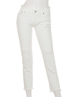 【Ca】クラッシュホワイトフレイドヘムストスリ/ホワイト