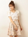 シャーリングフラワーフレアスカート/オフホワイト