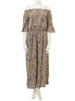 フレアスリーブオフショルコンビネゾン/ベージュ