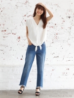 裾リボントロミV/N/シャツ/オフホワイト