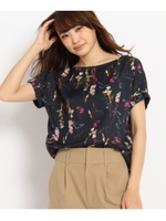 〔洗える〕ボタニカルブラウス/ブルー系(194)