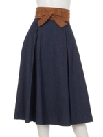 サッシュベルト付スカート(追加生産/ネイビー)/特殊紺